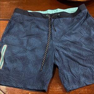 ZeroXposur Navy Swim Board Shorts with Mint Trim